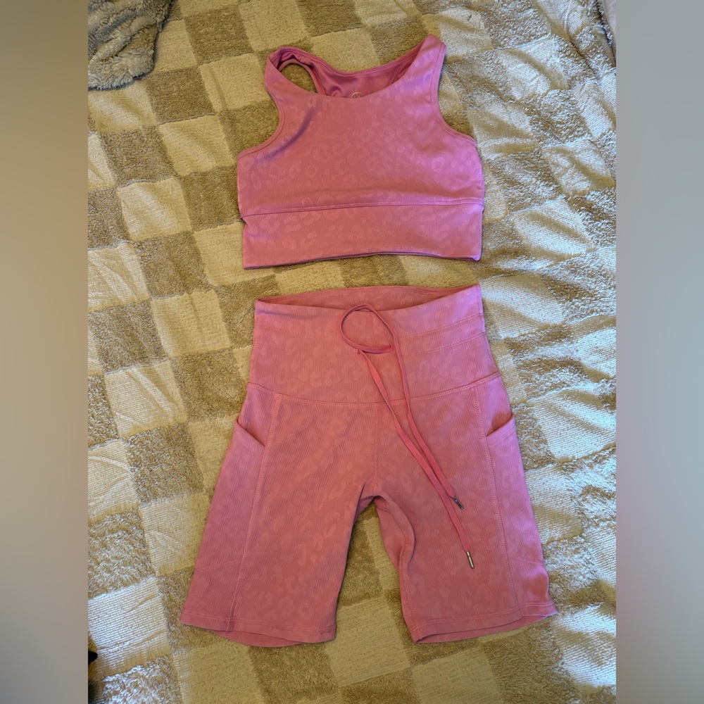 Pink Leopard Print Activewear Set